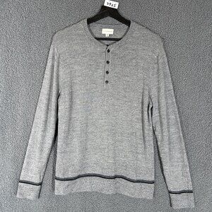 Club Monaco 100% Merino Wool Henley Pullover Sweater - Men's Size M - Gray